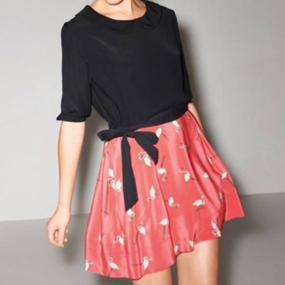 Sandro flamingo silk dress Size 1